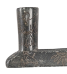 Large Ornate Indian Carved Black Stone Pipe