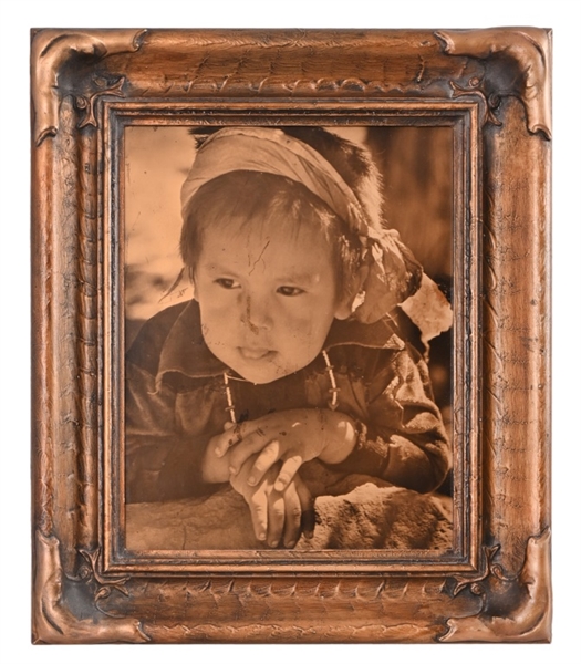 Original Curtis Gold Tone Photo of Indian Child