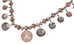 Vintage Indian Pawn Silver Coin Necklace