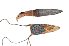 Blackfeet IndianCarved & Beaded Bag Knife