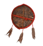 Rare Indian Buffalo Hide Shield w/ Painted Buffalo