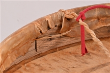 Rare Indian Rawhide Drum With Painted Buffalo