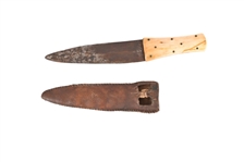 Large Bone Handle Indian Knife & Spotted Sheath