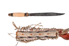 Indian Beaded Horse Hair Sheath & Knife