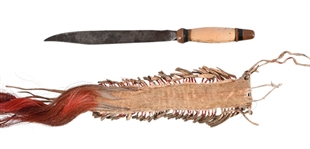 Indian Beaded Horse Hair Sheath & Knife