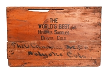 Antique Heiser Saddle Colorado Wood Shipping Crate