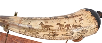 Wind River Reservation Scrimshaw Powder Horn 1850