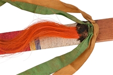 Quill & Ribbon Decorated Indian Flat Pipe Stem