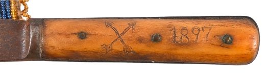 Indian Beaded Sheath, Bone-Handle Knife 1897 Dated