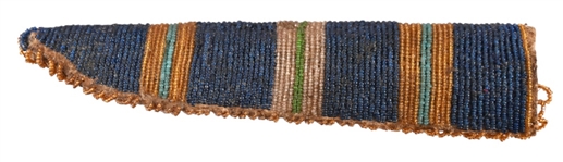 Indian Beaded Sheath, Bone-Handle Knife 1897 Dated