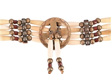 Plains Indian Brass Beaded Pipe Choker