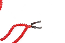 Red Heart Trade Bead Bone Hair Pipe Necklace