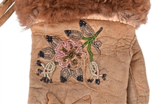 Beaded Suede Leather Gauntlet Gloves