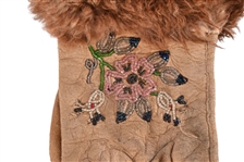 Beaded Suede Leather Gauntlet Gloves