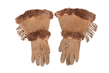 Beaded Suede Leather Gauntlet Gloves