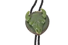 Wyoming Jade Carved Buffalo Bolo Tie