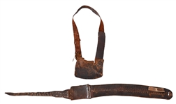 Antique Leather Gun/Money Belt & Satchel