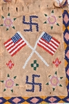 Indian Beaded Bag w/ American Flag, Whirling Logs