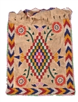 Indian Beaded Bag w/ American Flag, Whirling Logs