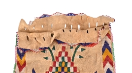 Indian Beaded Bag w/ American Flag, Whirling Logs