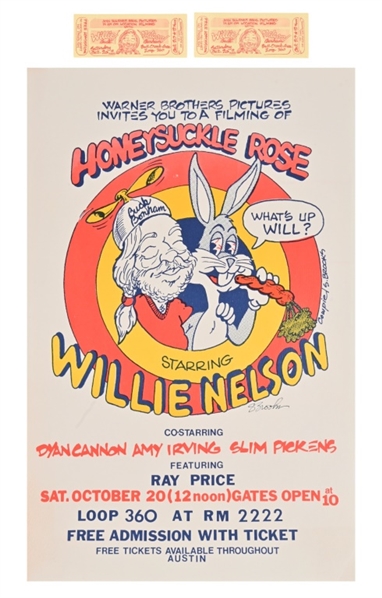 Willie Nelson "Honeysuckle Rose" Film Poster/Stubs