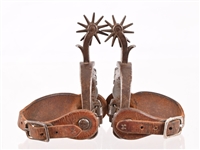Early California Silver Inlaid Scallop Heel Spurs