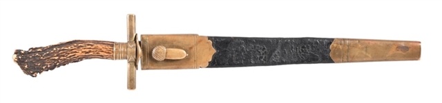 Antique German Stag Handle Fighting Knife & Sheath