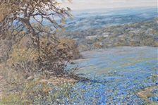 Robert Harrison Bluebonnet Landscape Oil Painting