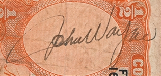John Wayne Autographed Australian 10 Shilling Note