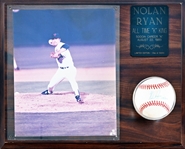Nolan Ryan 5000 K Plaque With Signed Baseball