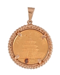 1988 Gold Panda 14K Gold Bezel Pendant