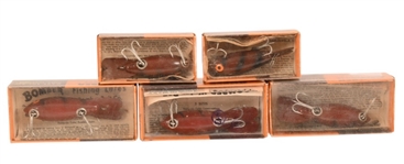 Collection of (5) Vintage Bomber Fishing Lures