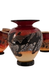Michael Nourot Red Satin Blown Glass Art (3 Piece)