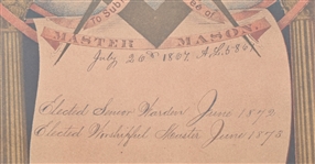 1873 Master Mason Certificate Framed