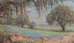 Texas Bluebonnet Landscape Oil Painting