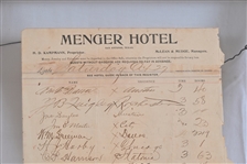 Menger Hotel San Antonio Texas 1900 Register Page