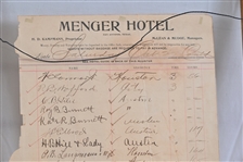 Menger Hotel San Antonio Texas 1900 Register Page