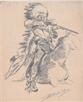 Indian War Chief Sketch Walter Shirlaw