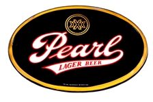 1980's Pearl Beer Black Oval Lighted Sign