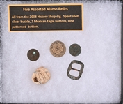 (5) Assorted Alamo Relics
