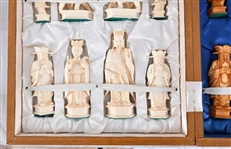 Antique Oriental Carved Ivory Chess Set
