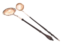 (2) Antique Silver Punch Ladles Circa Mid-1700's