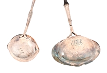 (2) Antique Silver Punch Ladles Circa Mid-1700's