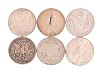 (6) Morgan / Peace Silver Dollars