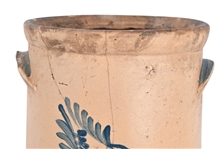 White Saltglaze Cobalt Bird Crock